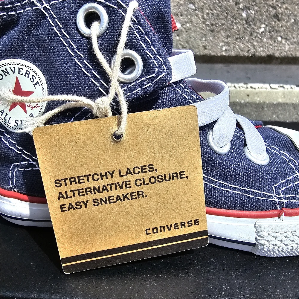 NWT Converse Kids Chuck Taylor High Top Easy Slip Navy Red Size 7